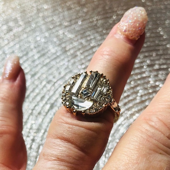 Park Lane Gatsby Ring Gold 🆕 Handset Austrian Crystals Size 8 - Picture 2 of 10